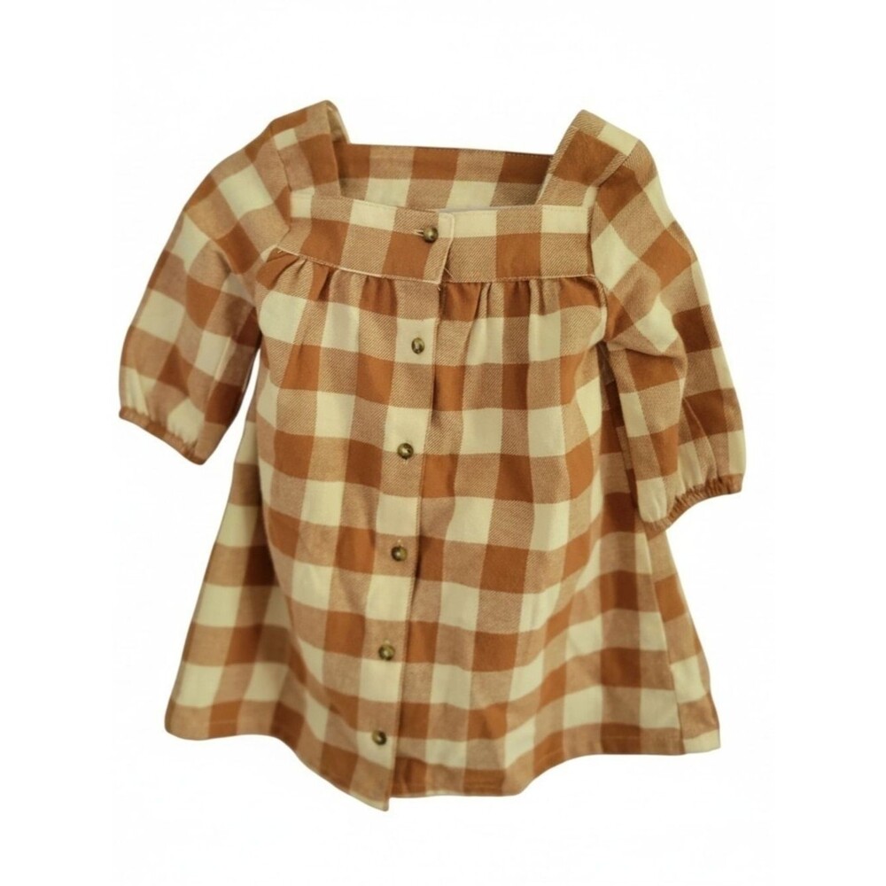 Carter's Tan and Cream Plaid Button-Front Top